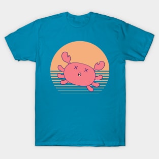 Oh Crab Day, Kawaii Cute Crab, Funny Pun, Vintage Sun Background, Oh Crap T-Shirt